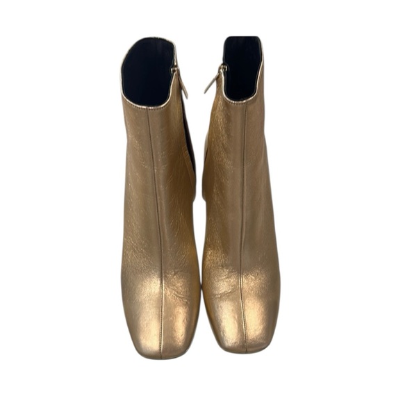 ANINE‎ BING ICONIC LEATHER Gold Ankle Boots - Picture 4 of 9